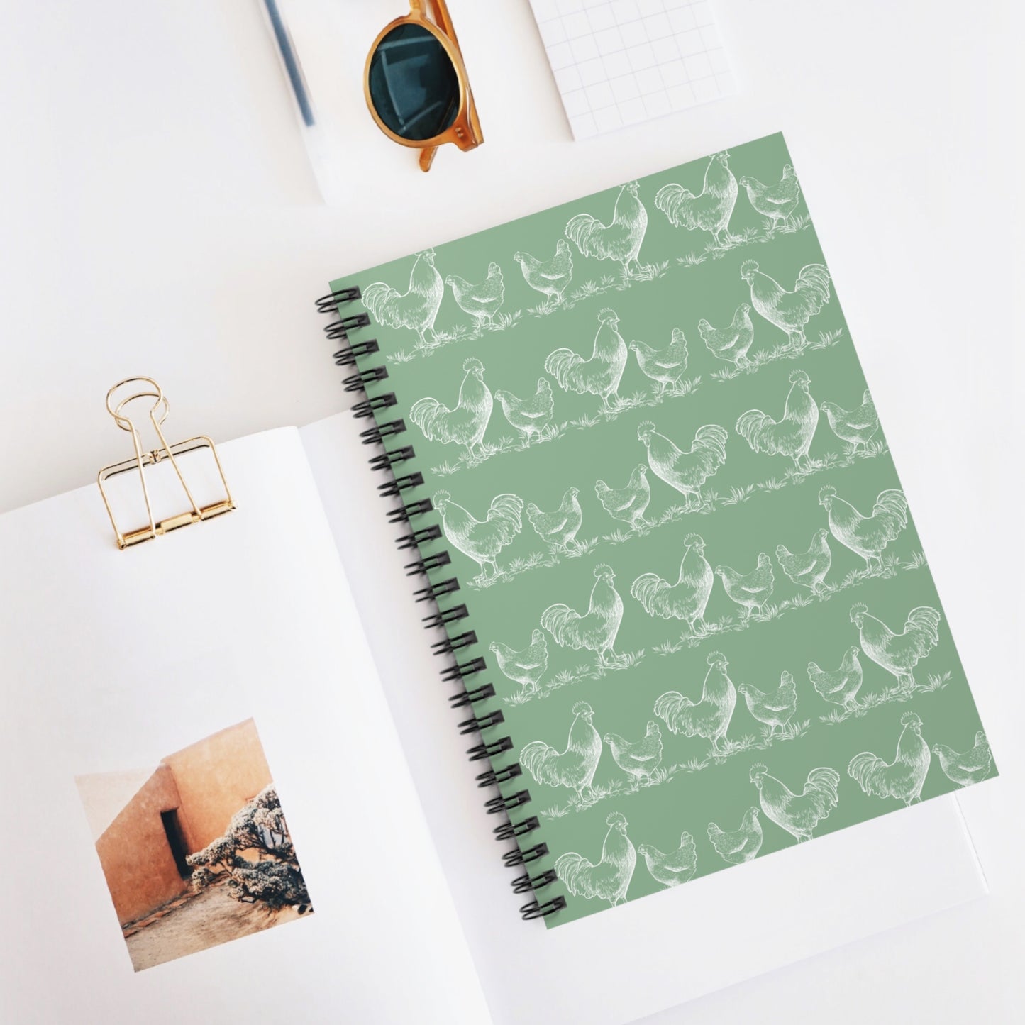 Chicken Line Art Spiral Notebook - Hedman Homestead Logo