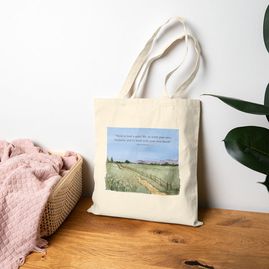 "Seek to Lead a Quiet Life" - Inspirational Cotton Canvas Tote Bag
